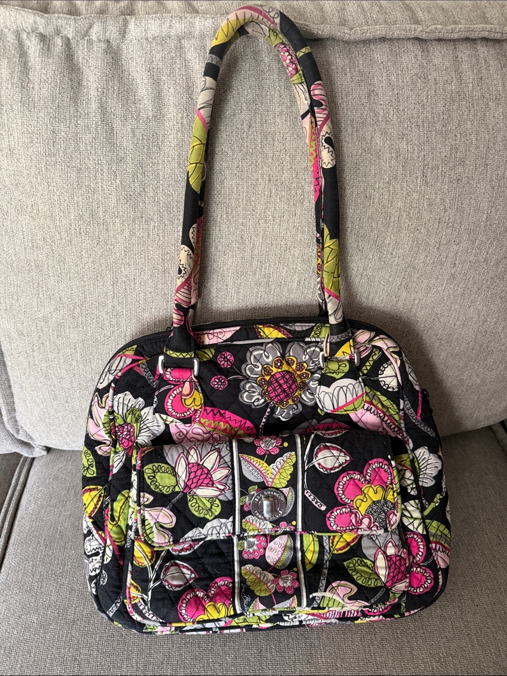 Vera Bradley Black Quilted Shoulder Bag and Wristlet